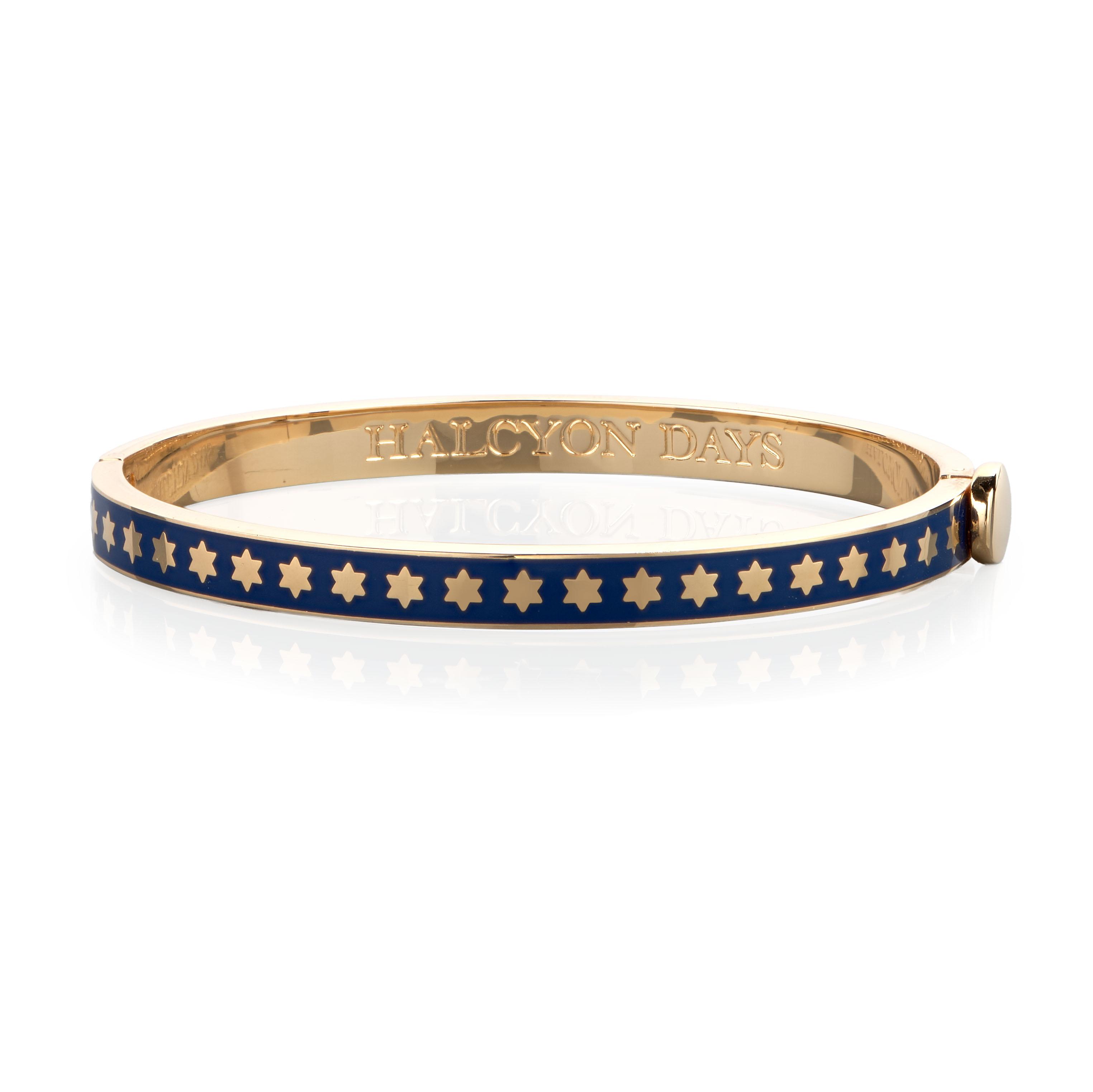 Halcyon Days Star Hinged Bangle, Blue & Gold